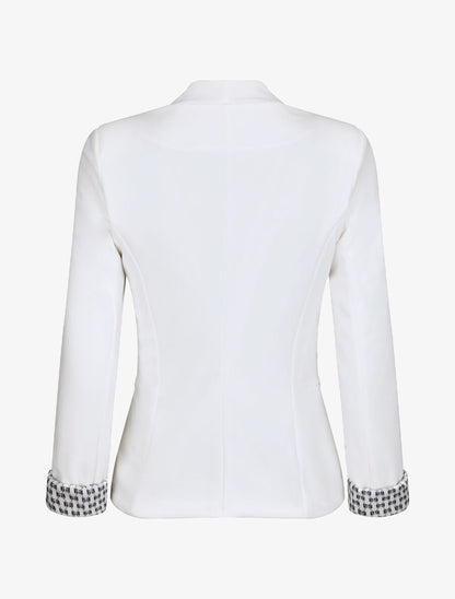 Blazer slim uni à revers imprimé grec - Blanc - 2