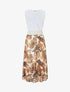 Robe longue bi-matière sans manches imprimé tropique - Blanc - 4