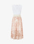 Robe longue bi-matière sans manches imprimé végétal - Beige - 5