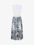 Robe longue bi-matière sans manches imprimé végétal - Marine - 5