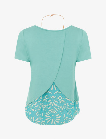 Top effet superposé imprimé fantaisie - Turquoise - 2