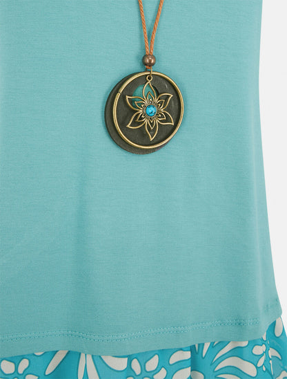 Top effet superposé imprimé fantaisie - Turquoise - 3