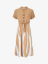 Robe midi manches courtes motifs graphiques - Beige - 1