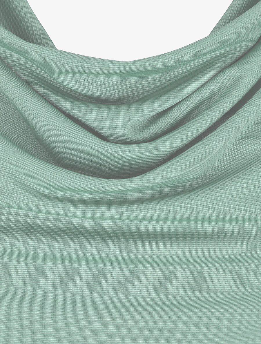 Top droit uni à col bénitier - Bleu cendré - 3