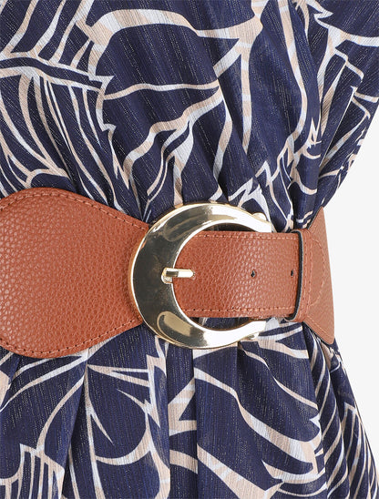 Robe élastiquée sans manches imprimé feuillage irisé - Marine - 3