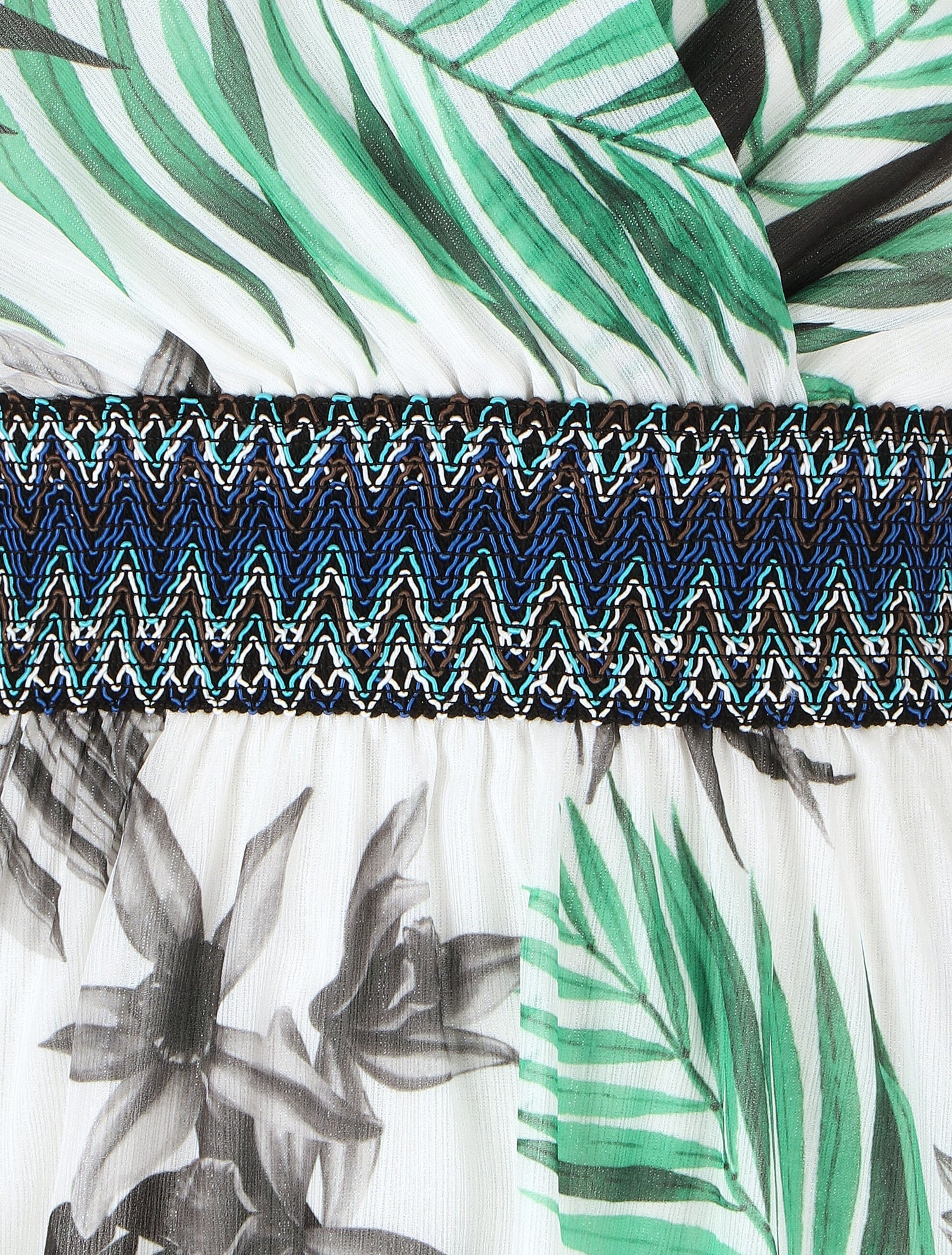 Robe mi-longue sans manches irisée motif tropical - Noir - 3