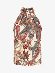 Top sans manches imprimé foulard - Beige - 1