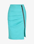 Jupe crayon drapée à zip - Bleu turquoise - 4