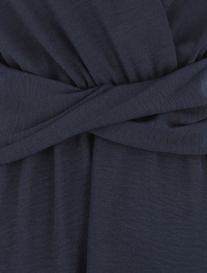 Robe unie élastiquée - Marine - 3