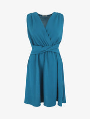 Robe unie élastiquée - Bleu canard - 4