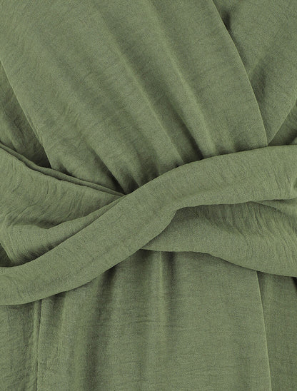 Robe unie élastiquée - Kaki - 3