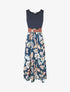 Robe longue à jupe imprimé fleuri - Marine - 8