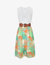Robe élastiquée à jupe imprimé feuillage - Vert d&