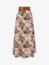 Jupe longue taille haute élastiquée imprimé grandes fleurs - Taupe - 4