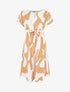 Robe élastiquée imprimé abstrait - Camel - 5