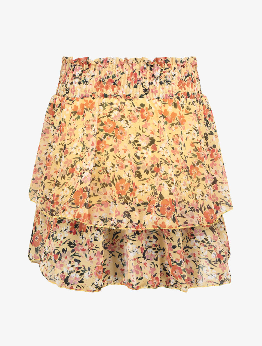 Mini-jupe patineuse à imprimé fleuri - Jaune - 2