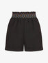 Short élastiqué uni à revers - Noir - 1