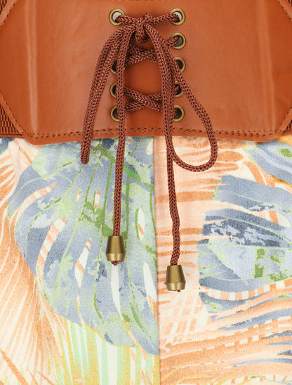 Pantalon imprimé tropical à taille haute - Jaune - 3