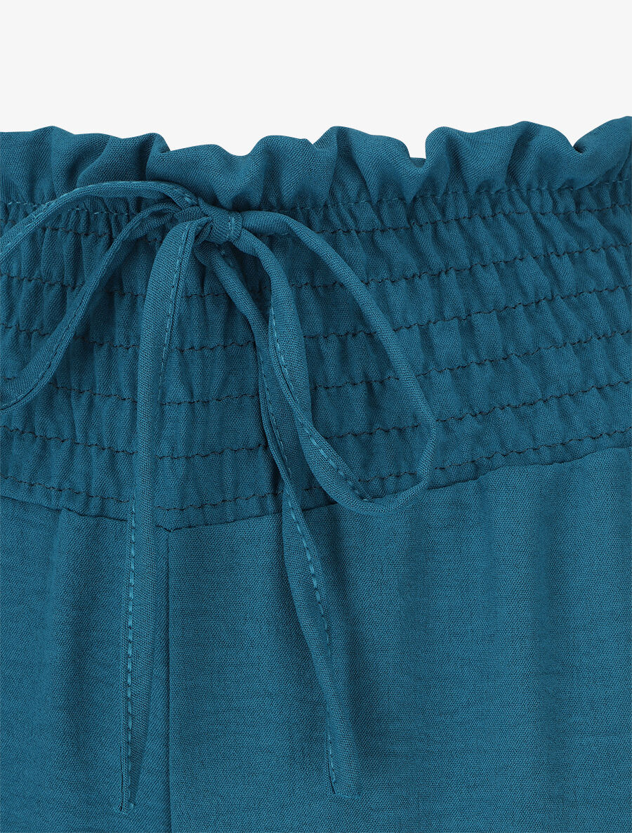 Pantalon ample à taille élastiquée - Bleu canard - 3