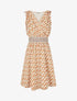 Robe à taille élastiquée imprimé rétro - Beige - 4