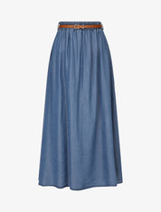 Jupe longue fluide en denim - Bleu denim - 4