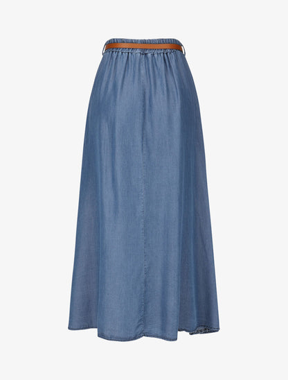 Jupe longue fluide en denim - Bleu denim - 2