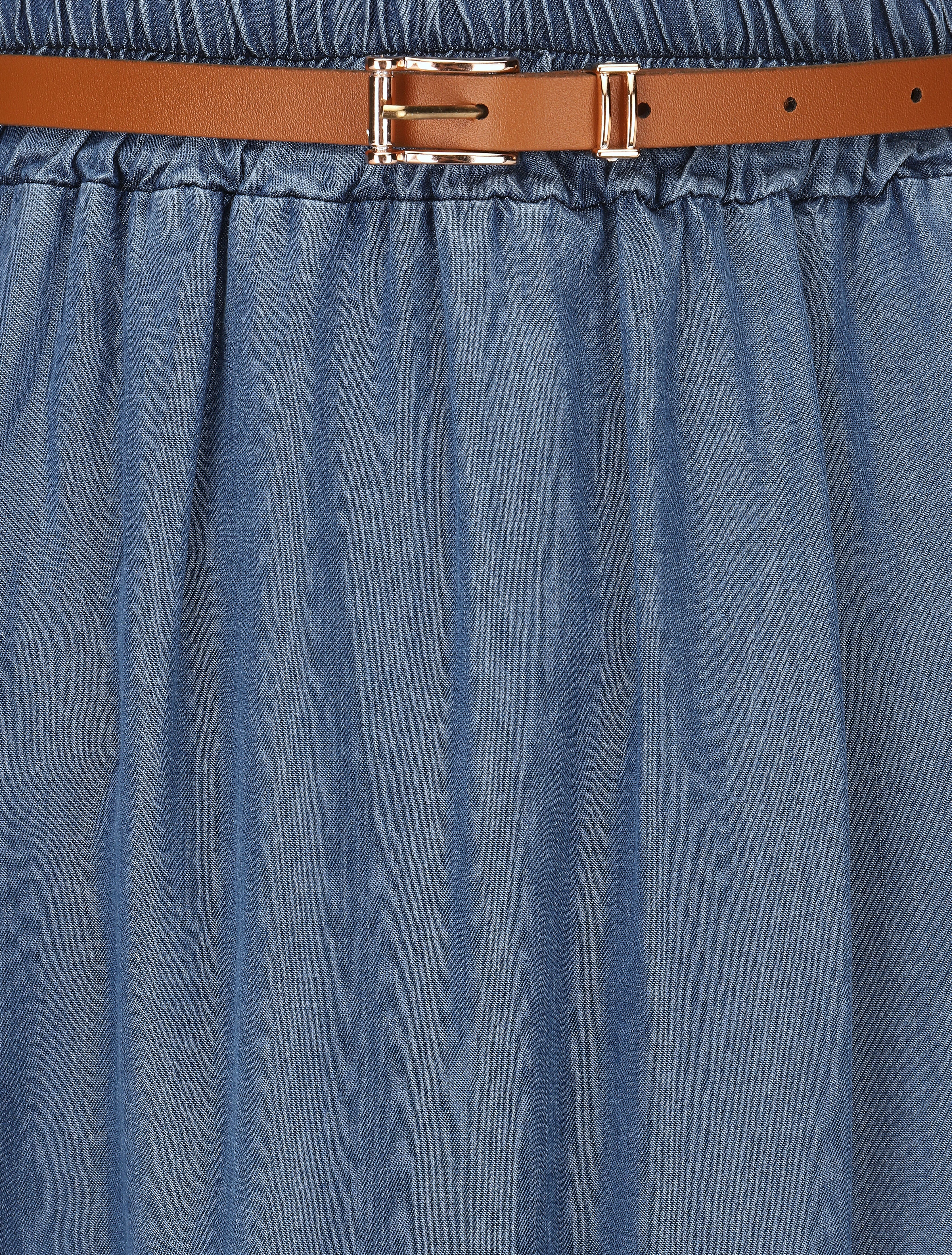 Jupe longue fluide en denim - Bleu denim - 3