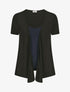 Top manches courtes style gilet ouvert - Noir/marine - 1