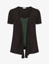 Top manches courtes style gilet ouvert - Noir/vert - 4