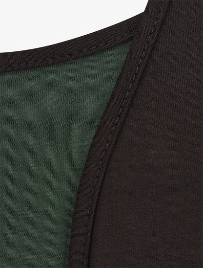 Top manches courtes style gilet ouvert - Noir/vert - 3