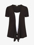 Top manches courtes style gilet ouvert - Noir/blanc - 1