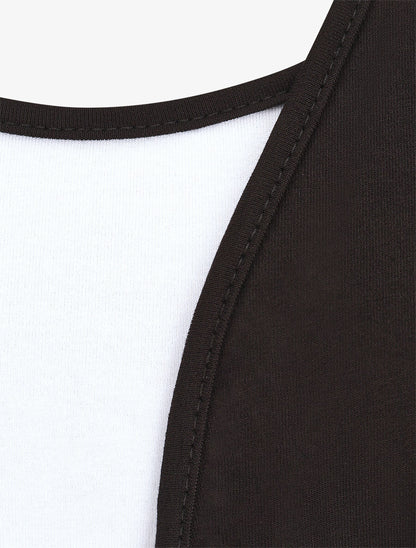 Top manches courtes style gilet ouvert - Noir/blanc - 3