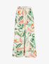 Pantalon ample taille haute motif tropical - Beige - 1