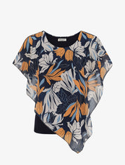 Top superposé stylisé imprimé feuilles - Marine - 1