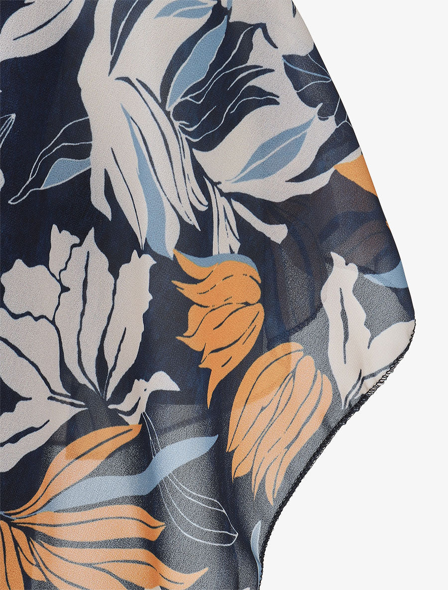 Top superposé stylisé imprimé feuilles - Marine - 3
