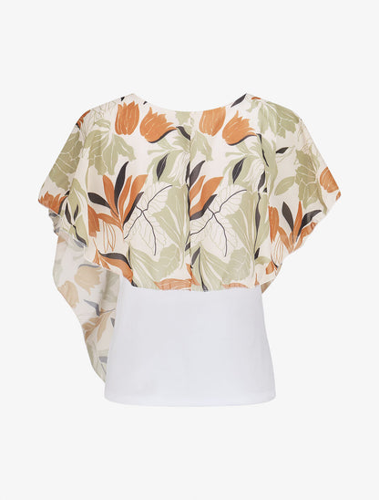 Top superposé stylisé imprimé feuilles - Beige - 2