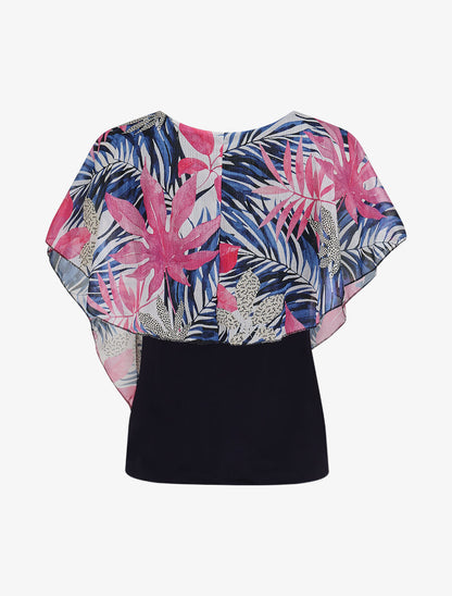 Top superposé stylisé imprimé feuillage - Marine - 2
