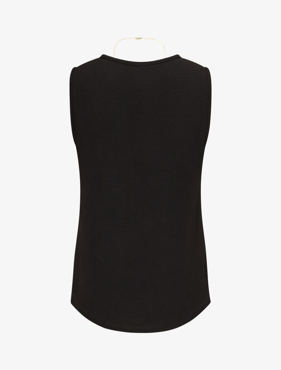 Top sans manches asymétrique imprimé feuilles - Noir - 2