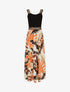 Robe longue à bretelles imprimé tropical - Noir - 1