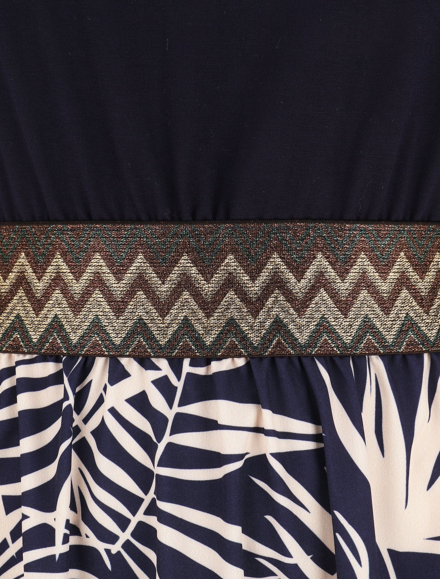 Robe longue à bretelles imprimé plantes tropicales - Marine - 3
