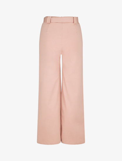 Pantalon droit taille haute uni - Rose pâle - 2