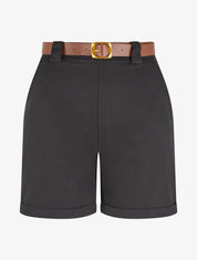 Short droit uni taille standard élastiquée - Noir - 4