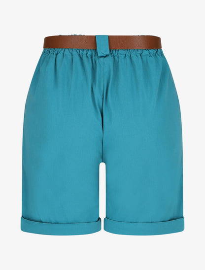 Short droit uni taille standard élastiquée - Turquoise - 2