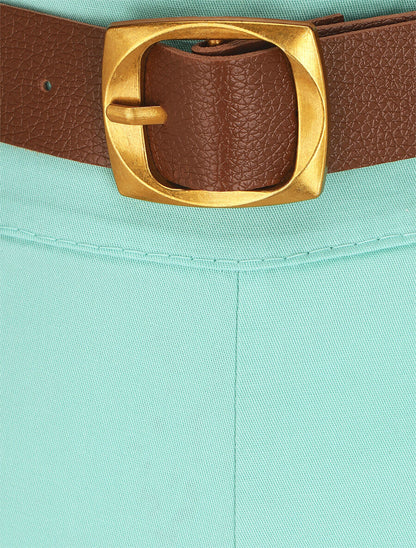Short droit uni taille standard élastiquée - Vert d&