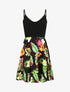 Robe patineuse courte imprimé fleurs de tiaré - Noir - 1