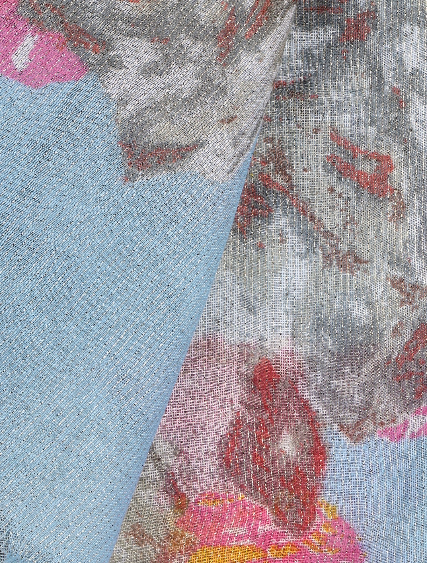 Foulard irisé imprimé grandes fleurs - Bleu ciel - 3
