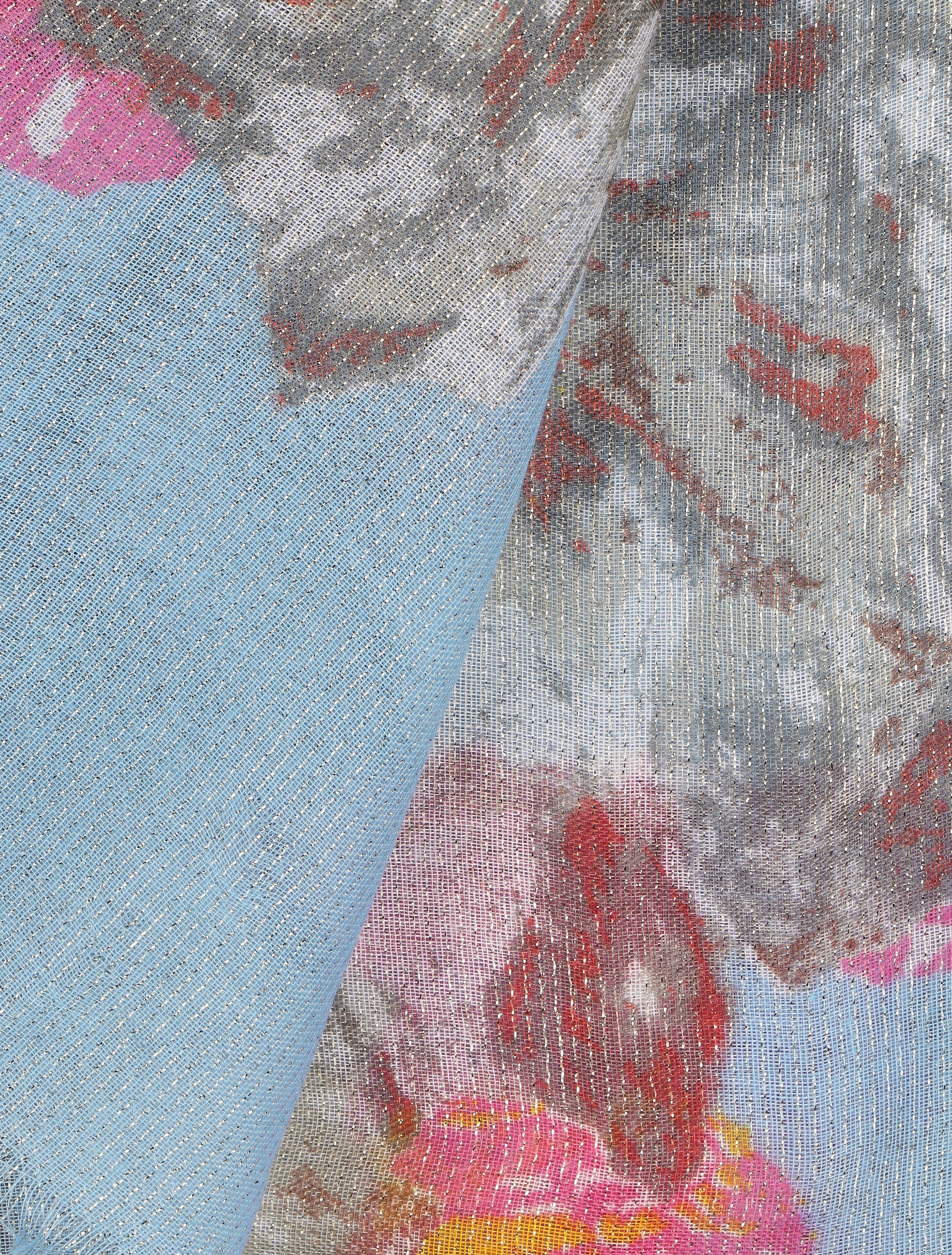 Foulard irisé imprimé grandes fleurs - Bleu ciel - 3