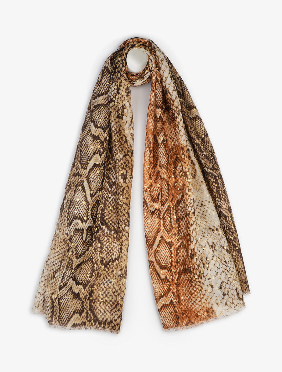 Foulard irisé imprimé python - Camel - 4