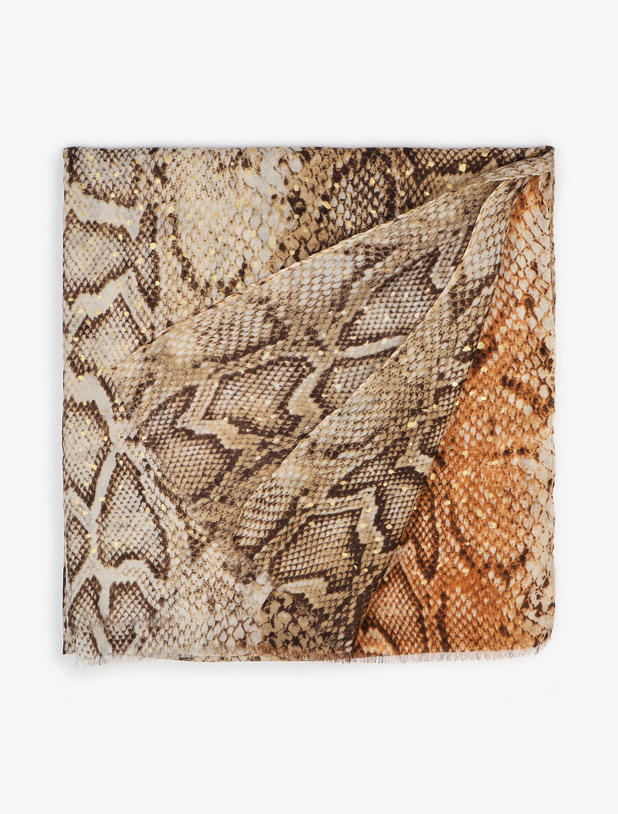Foulard irisé imprimé python - Camel - 2