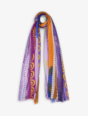 Foulard effiloché imprimé ethnique - Bleu - 4